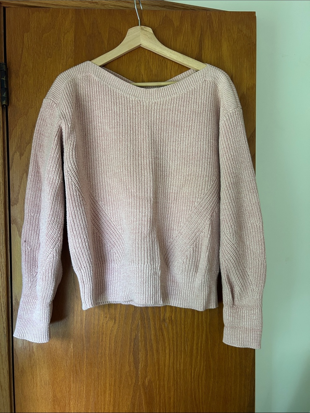 100% Cotton Blush Ribbed Knit Sweater